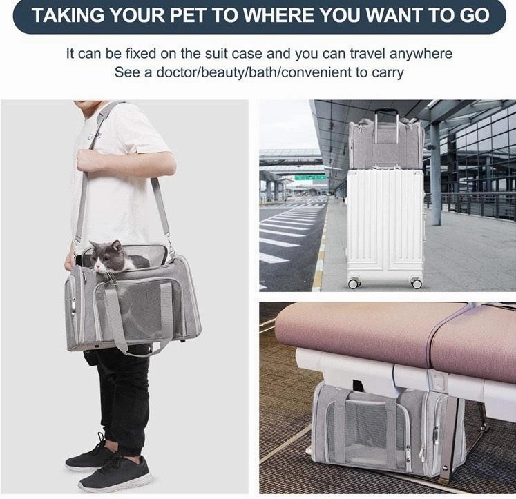 Pet Carrier Bag Soft Sided Portable Folding Airline Travel Approved Bag 81113