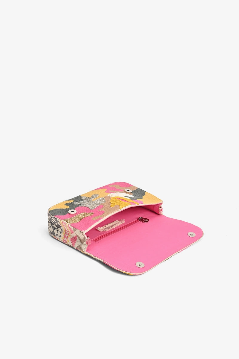 Pink Camo Embellished Shoulder Bag
