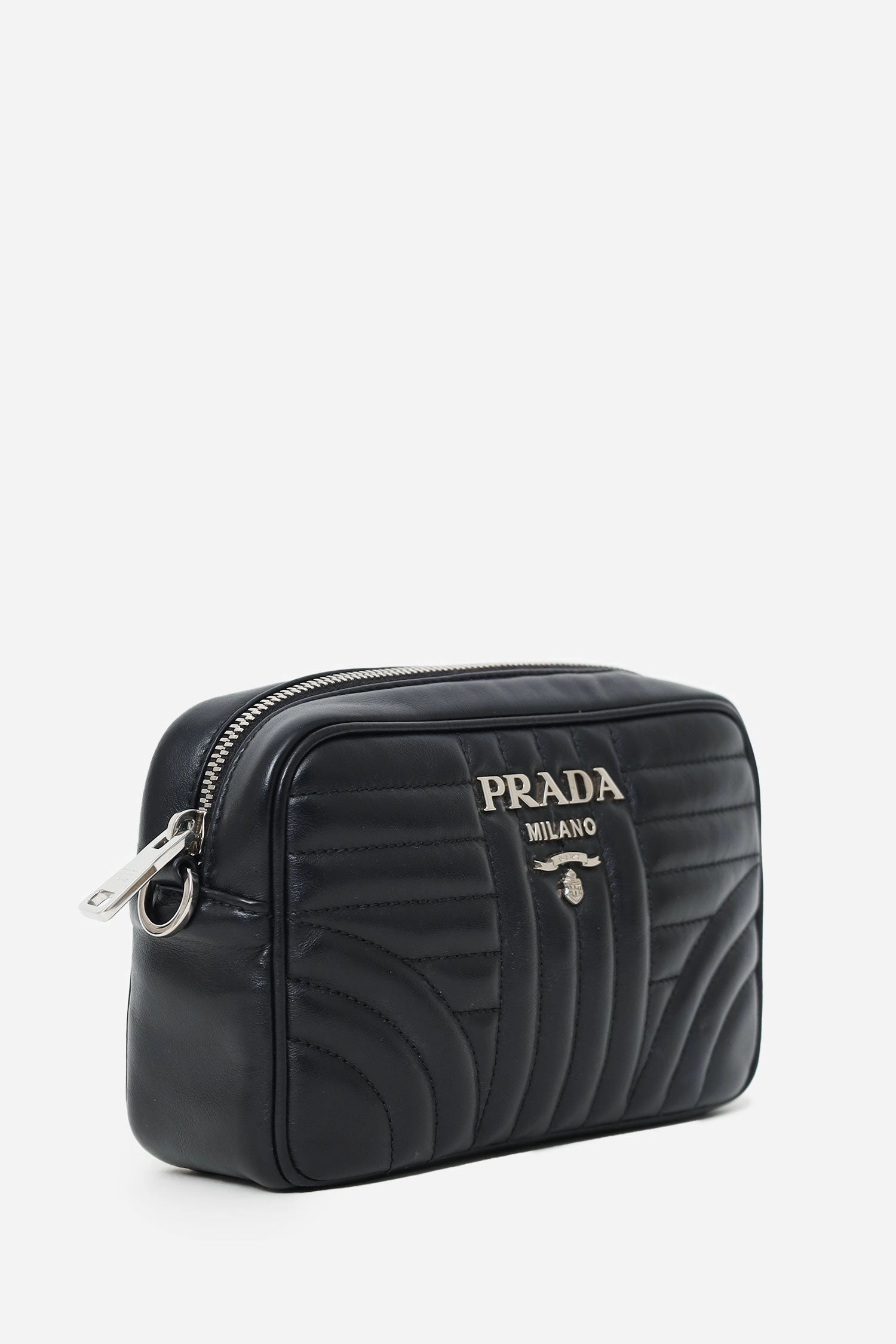 Prada Black Calfskin Leather Diagramme Camera Bag