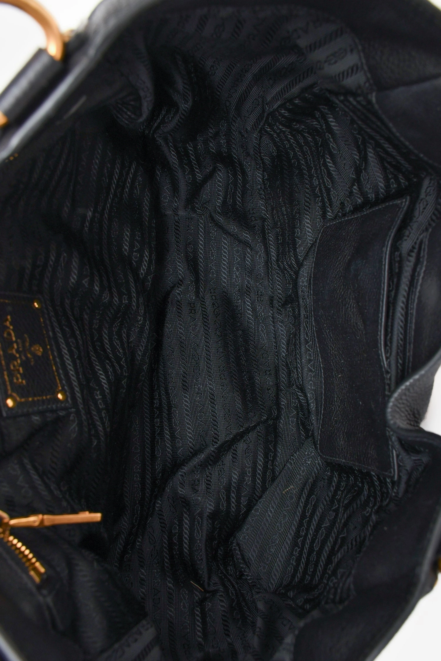 Prada Black Leather Vitello Daino Shopping Tote