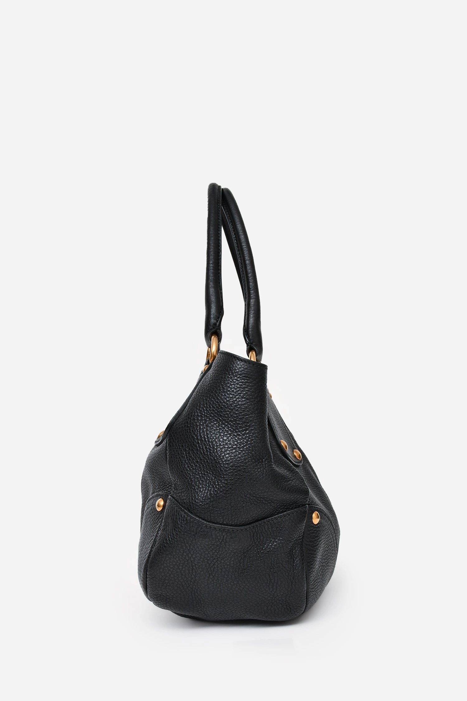 Prada Black Leather Vitello Daino Shopping Tote