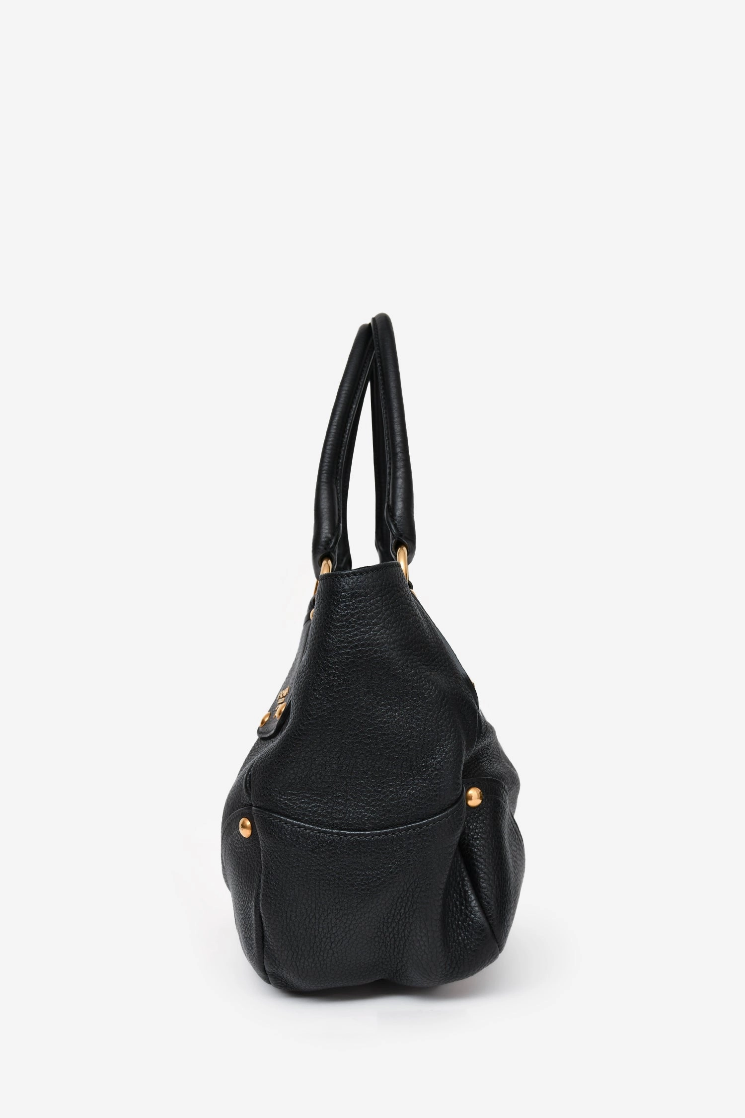 Prada Black Leather Vitello Daino Shopping Tote