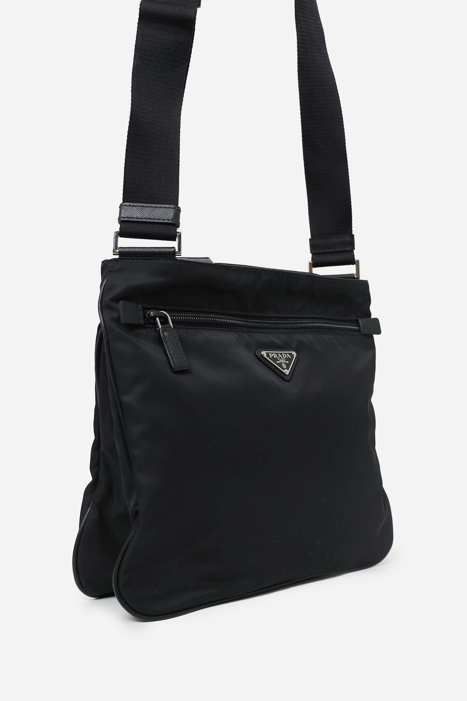 Prada Black Re-Nylon and Saffiano Shoulder Bag