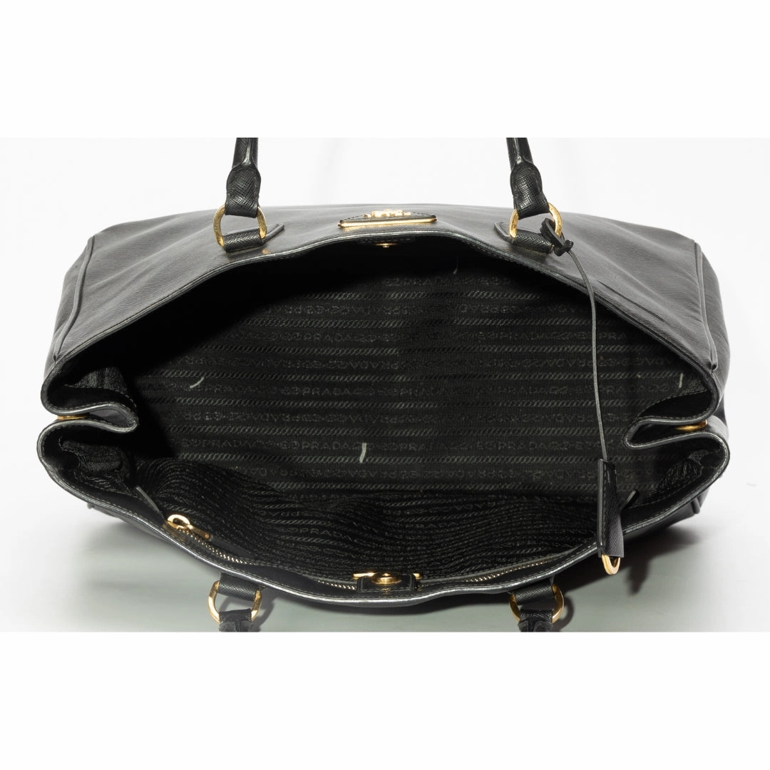 Prada Black Saffiano Lux Leather Medium Tote