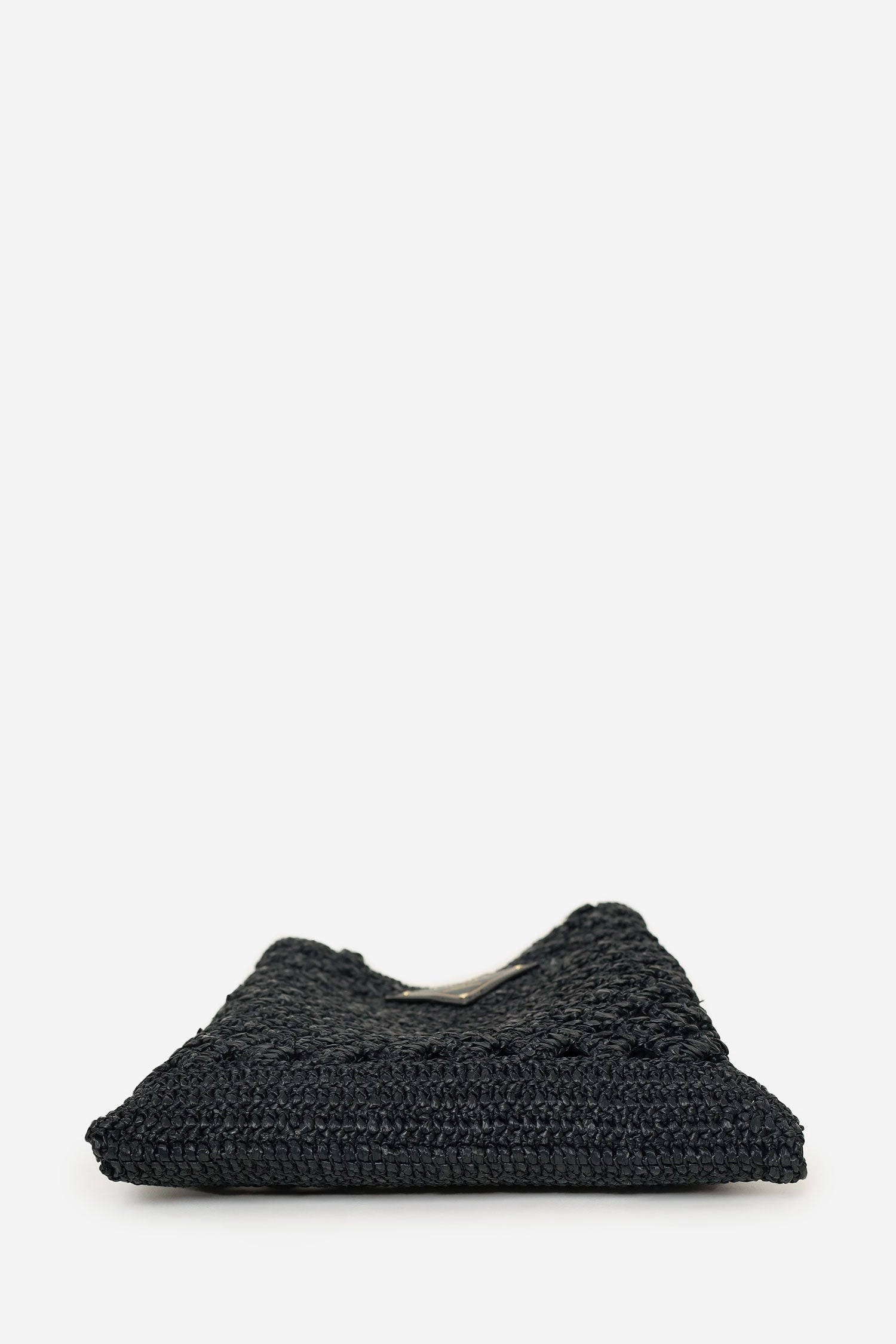 Prada Black Yarn Raffia Effect Embroidered Logo Tote