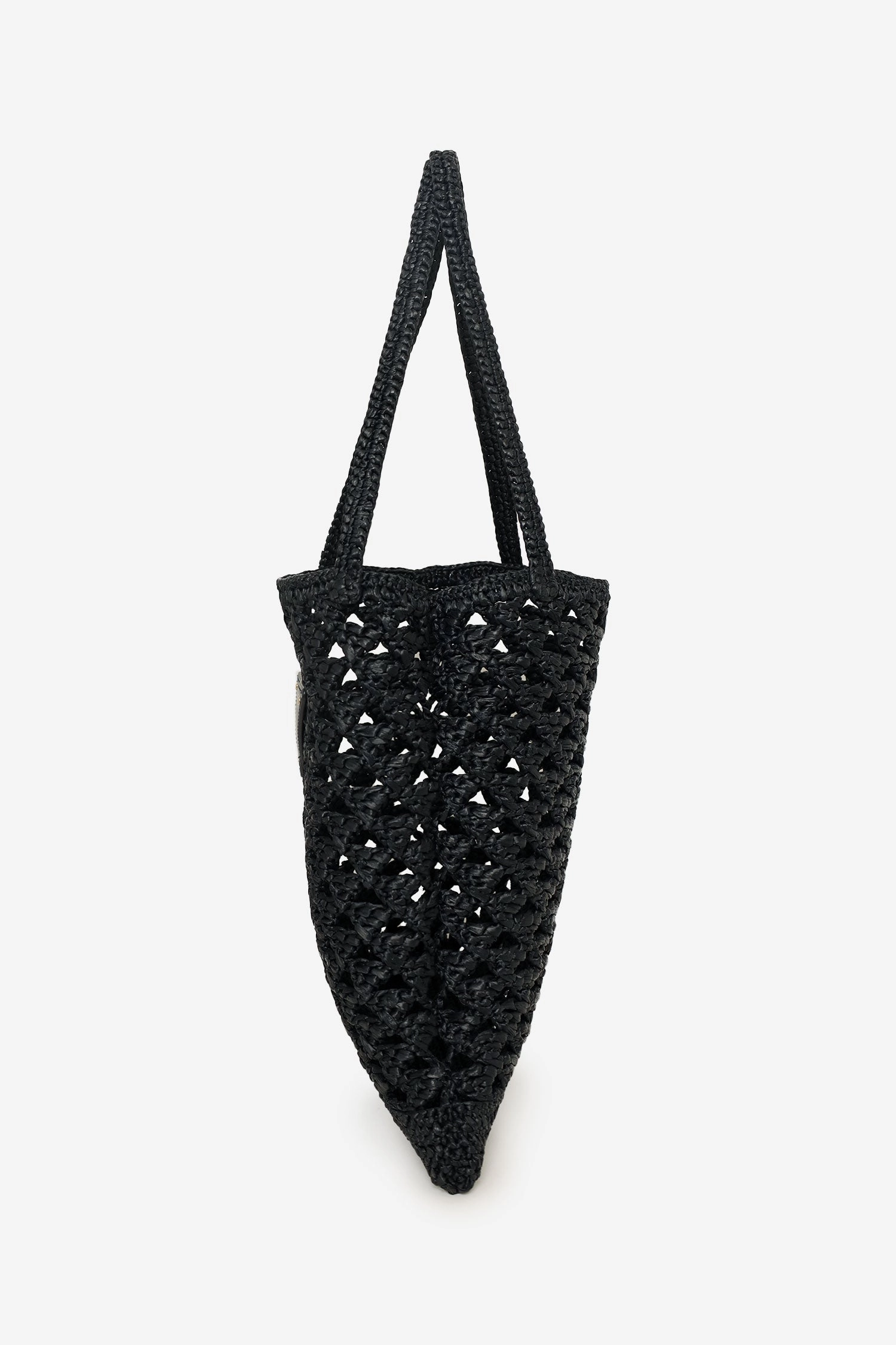 Prada Black Yarn Raffia Effect Embroidered Logo Tote