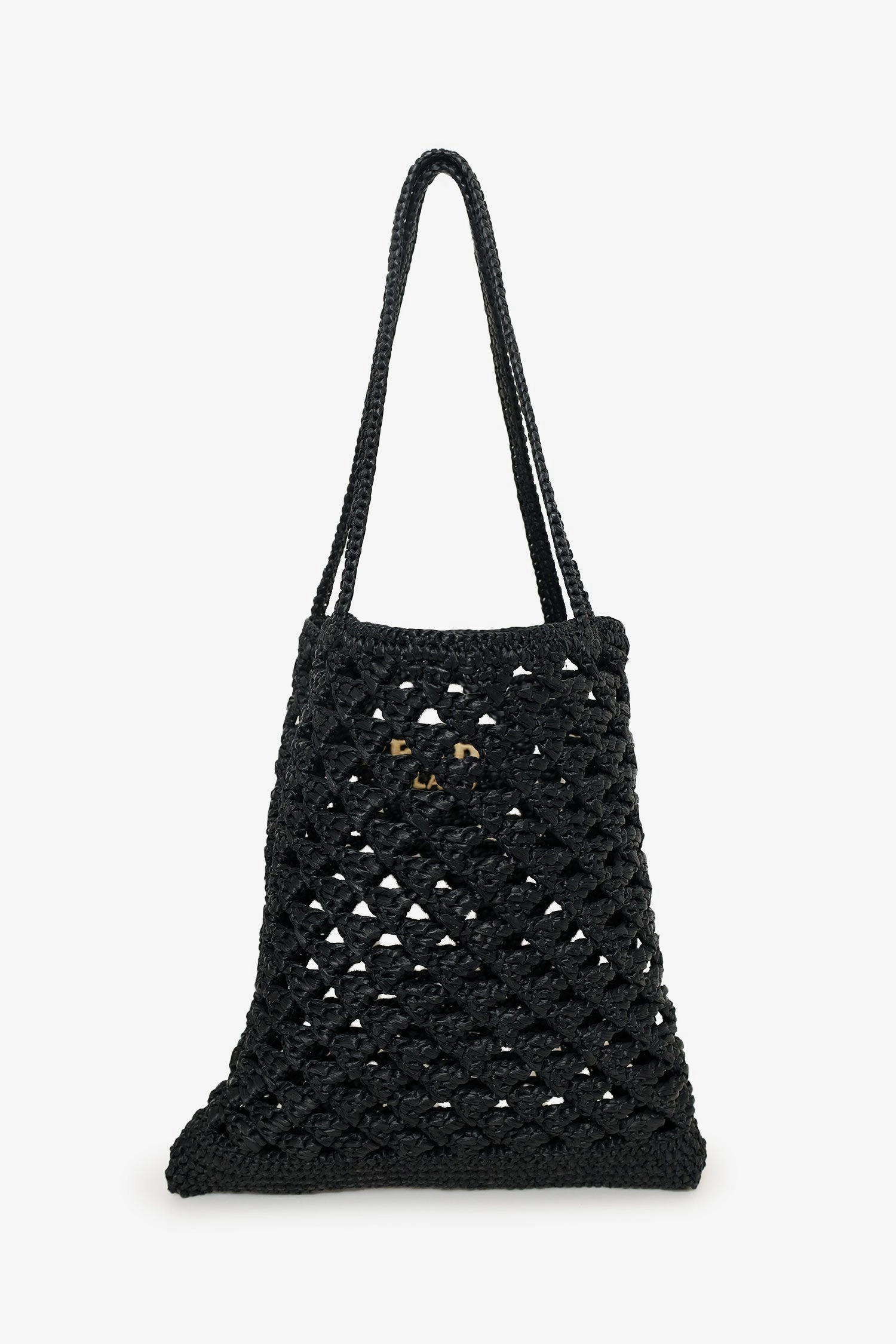 Prada Black Yarn Raffia Effect Embroidered Logo Tote