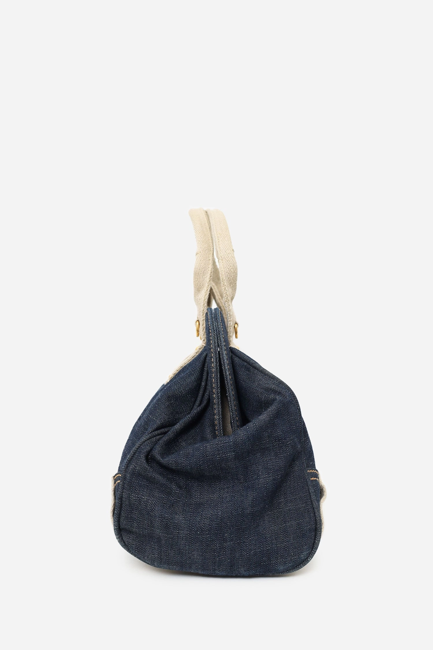 Prada Blue/Beige Denim/Fabric Tote