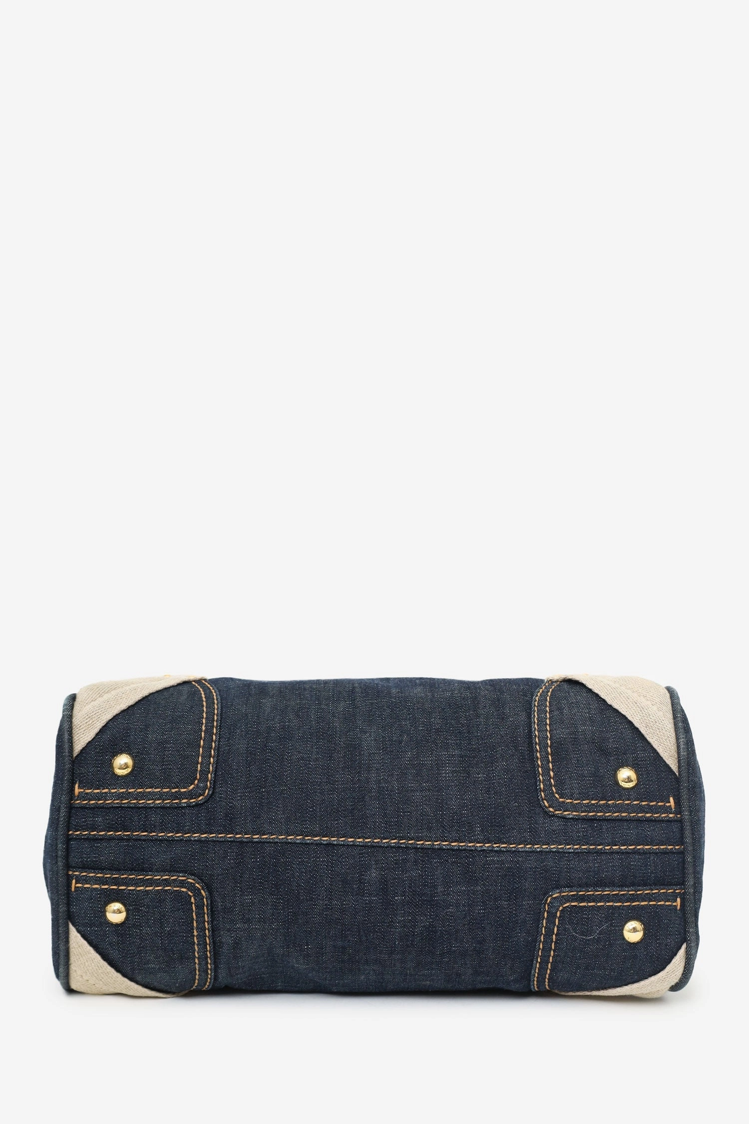 Prada Blue/Beige Denim/Fabric Tote