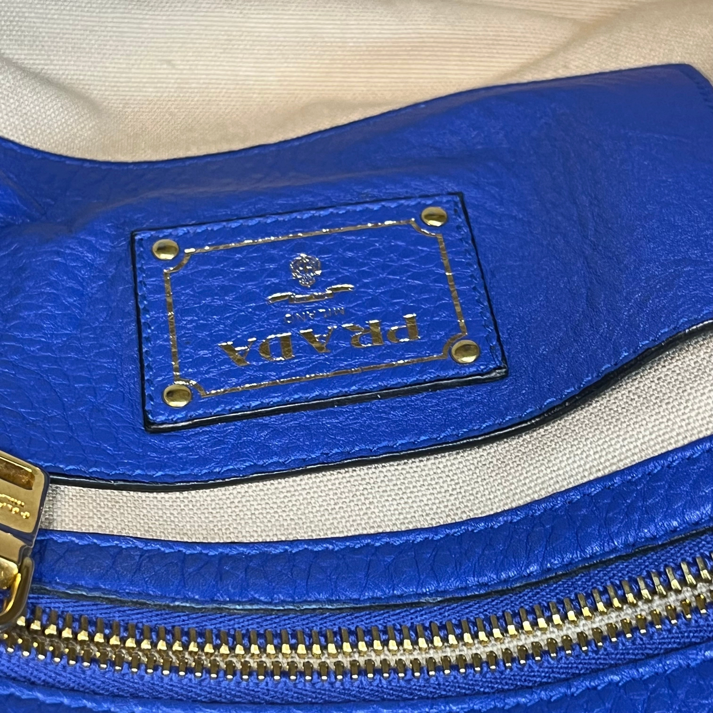 PRADA Blue Vitello Daino Leather Tote Bag TS3966