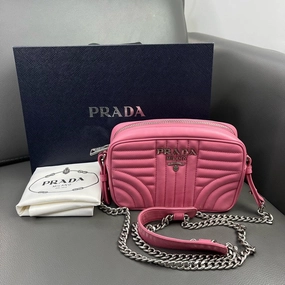 Prada Cahier Crossbody Bag in Pink Leather