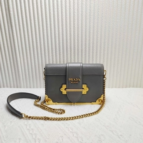 Prada Cahier Gray Leather Crossbody Bag