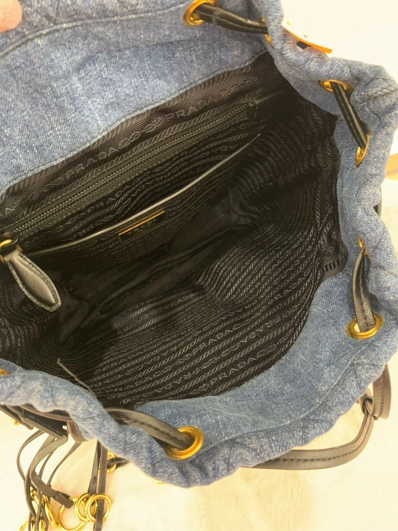 Prada Denim Pack Bag Quilted Blue Backpack