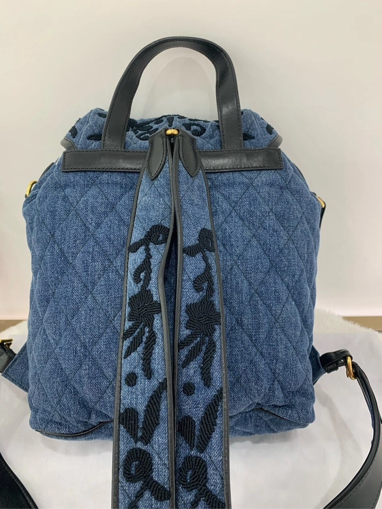 Prada Denim Pack Bag Quilted Blue Backpack