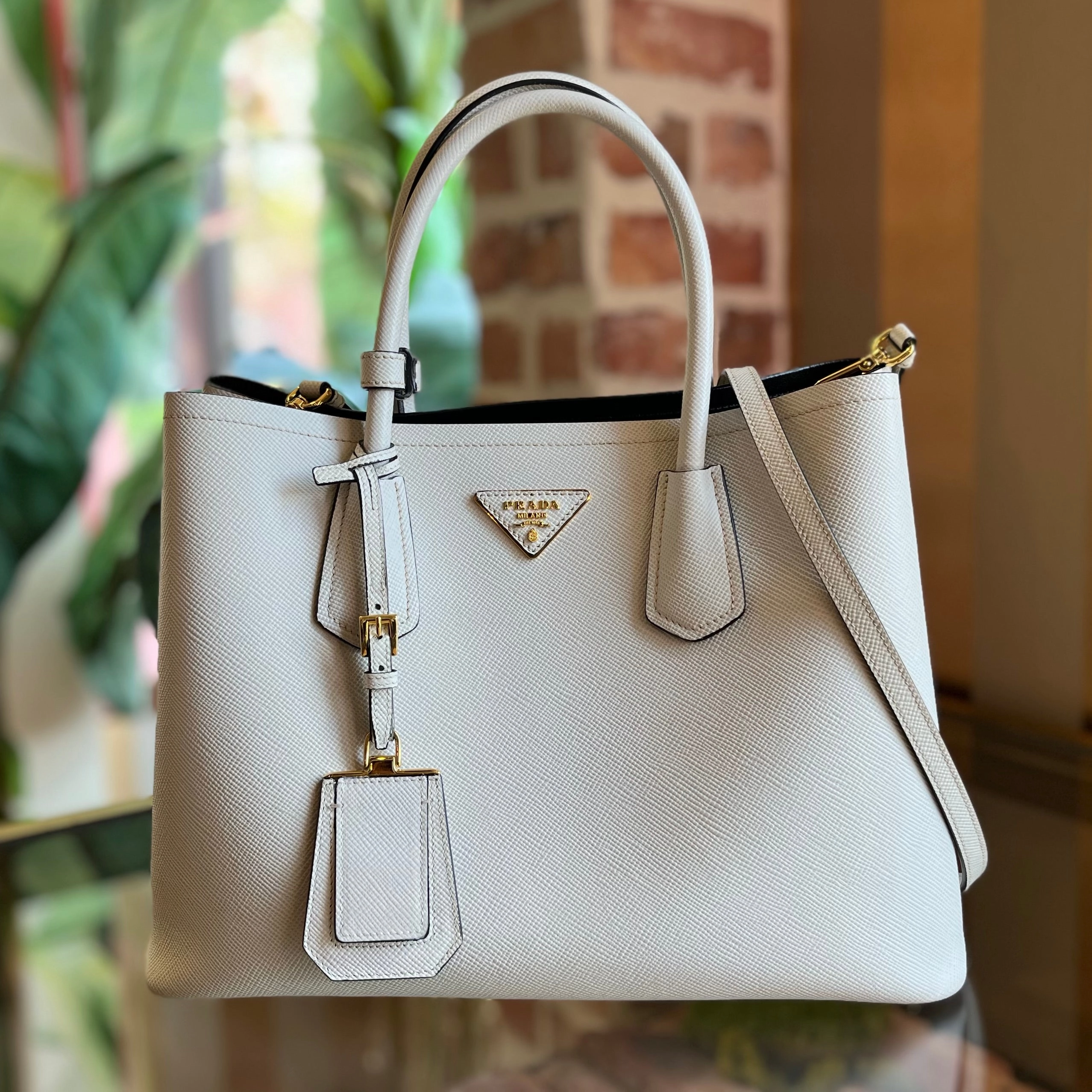 PRADA Double Bag Medium Saffiano Leather Tote Bag