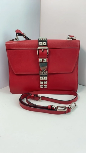 Prada Elektra Red Leather Crossbody Bag