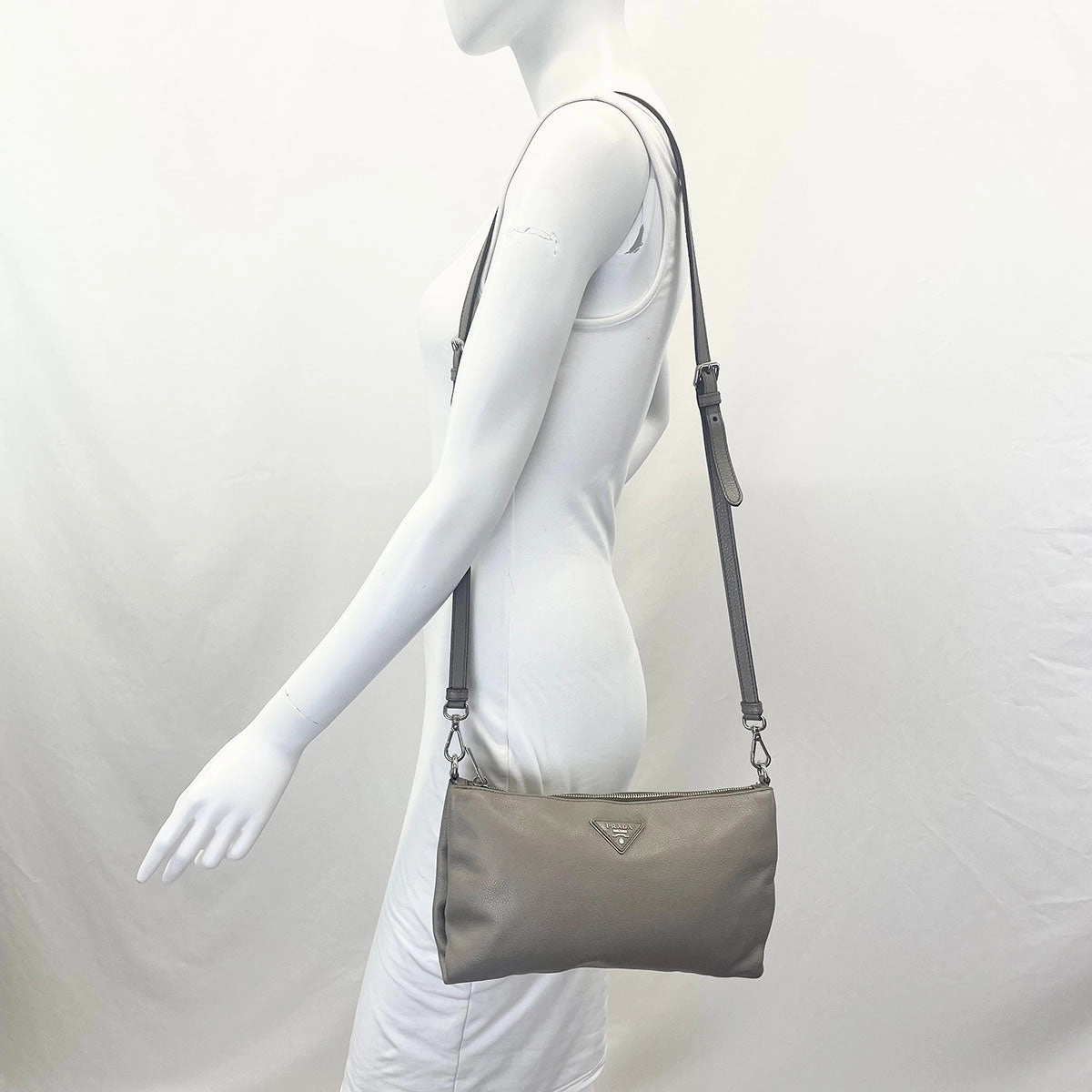 Prada Enameled Metal Triangle Crossbody
