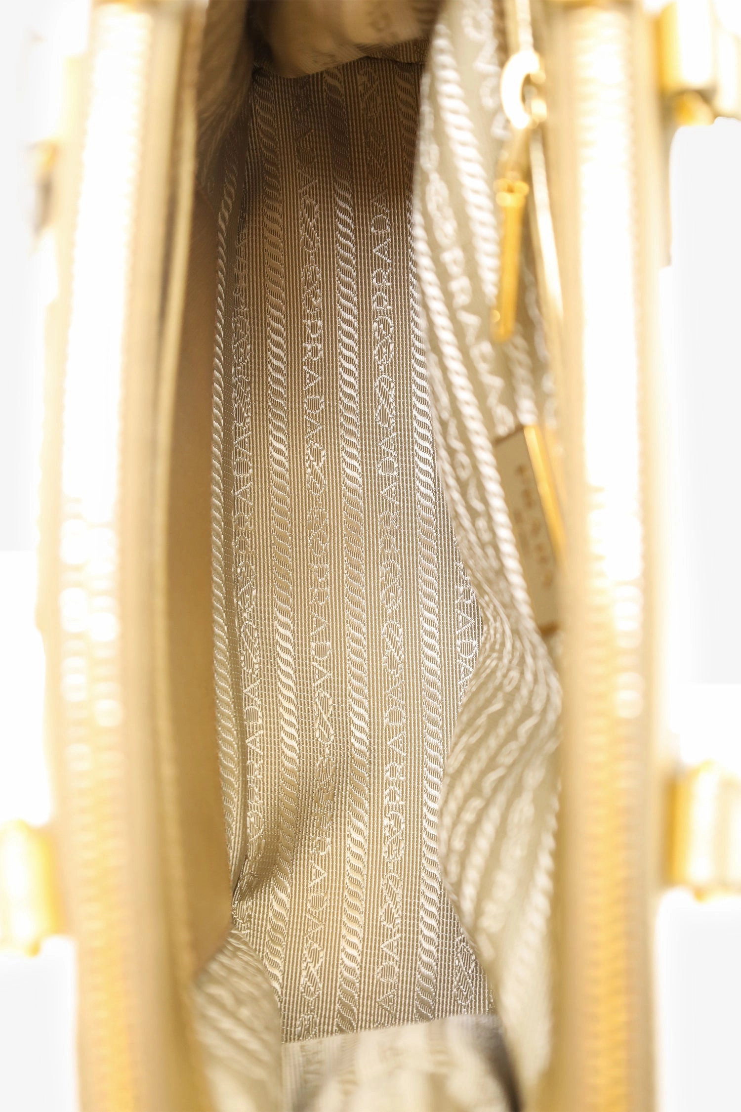 Prada Gold Metallic Saffiano Lux Leather Small Double Zip Galleria Tote with Strap