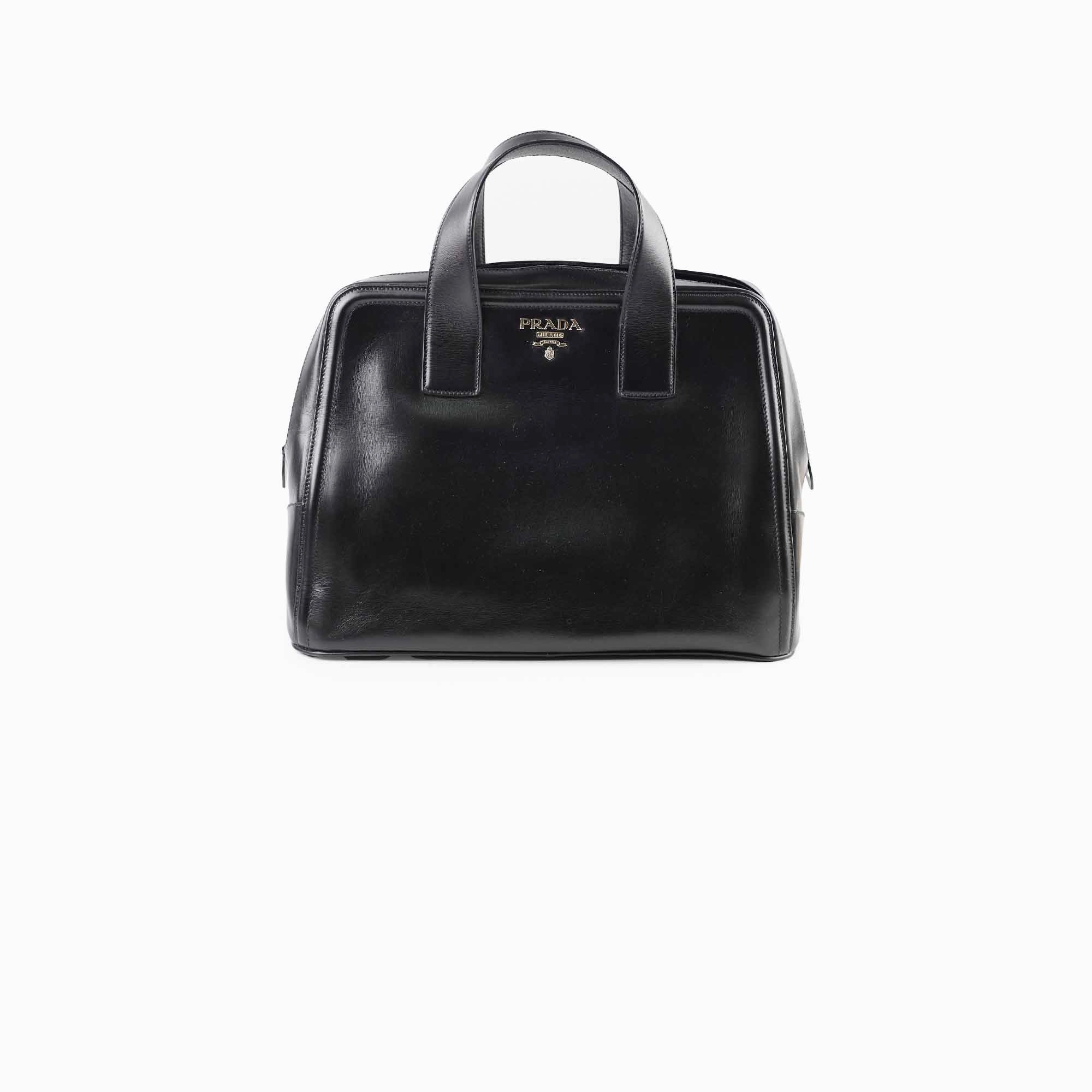 Prada Large Leather Tote Black