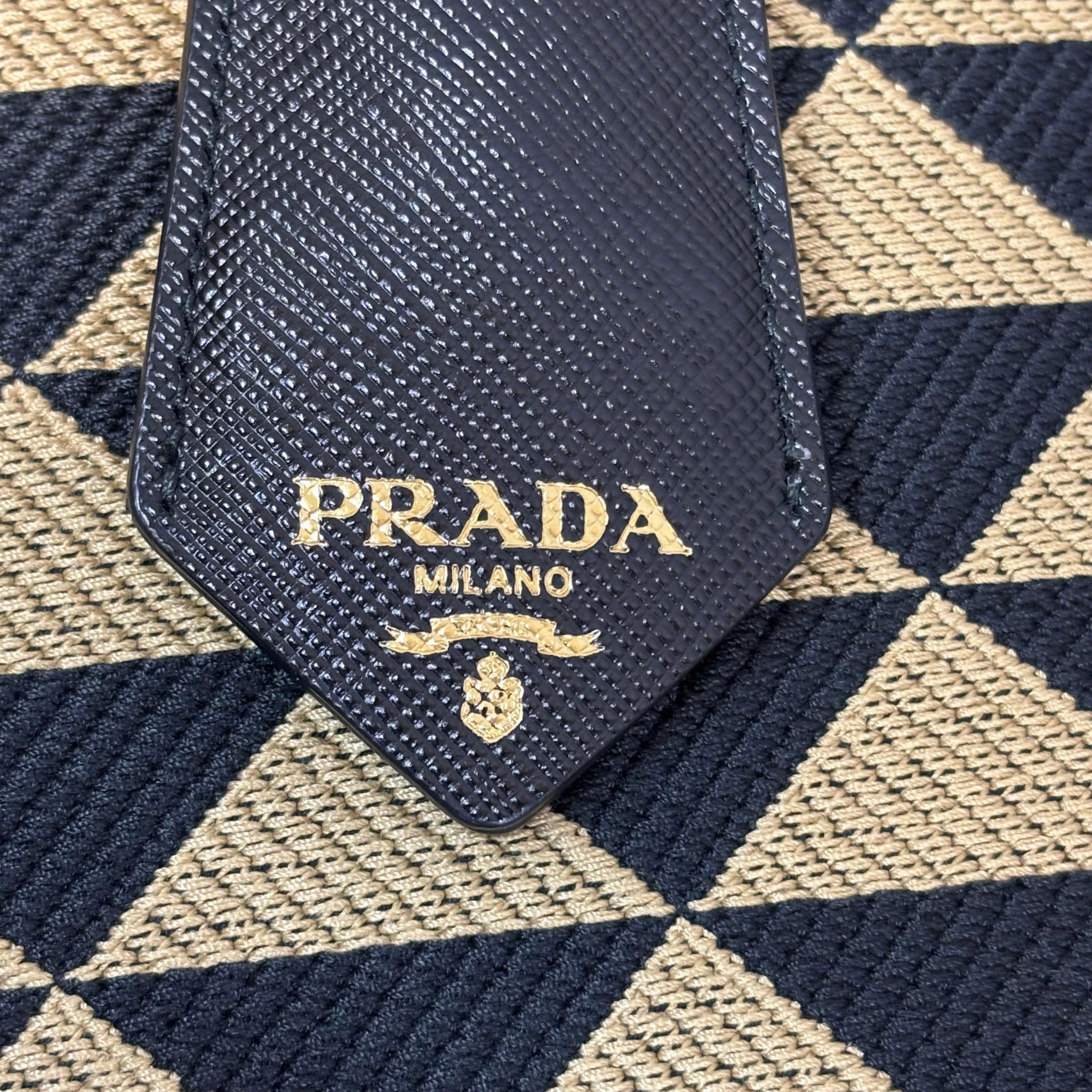 PRADA Large Symbole Embroidered Fabric Tote Bag