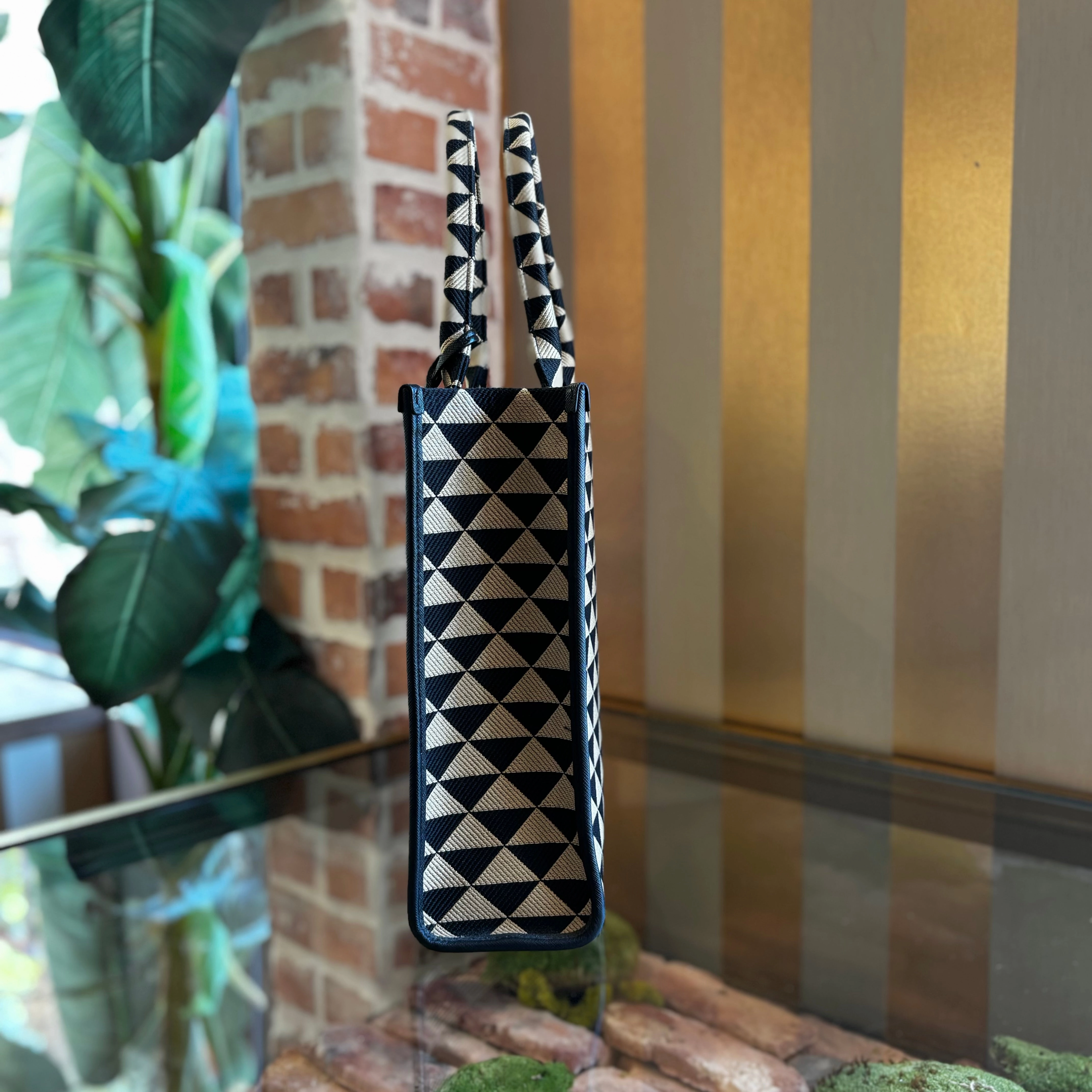 PRADA Large Symbole Embroidered Fabric Tote Bag