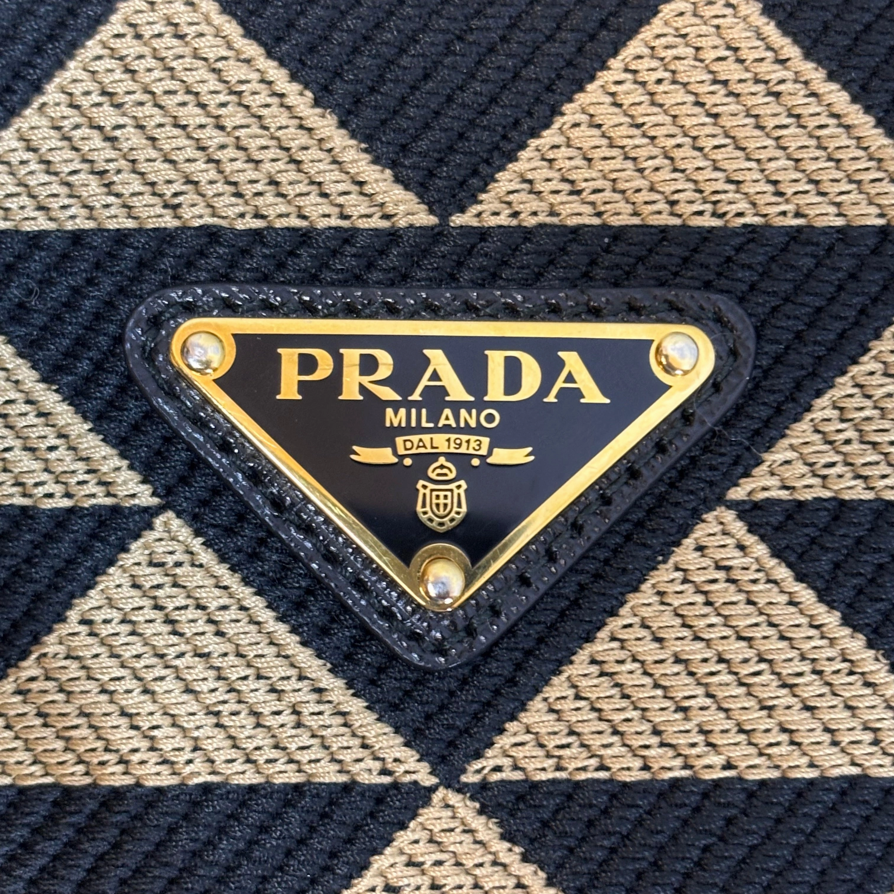 PRADA Large Symbole Embroidered Fabric Tote Bag