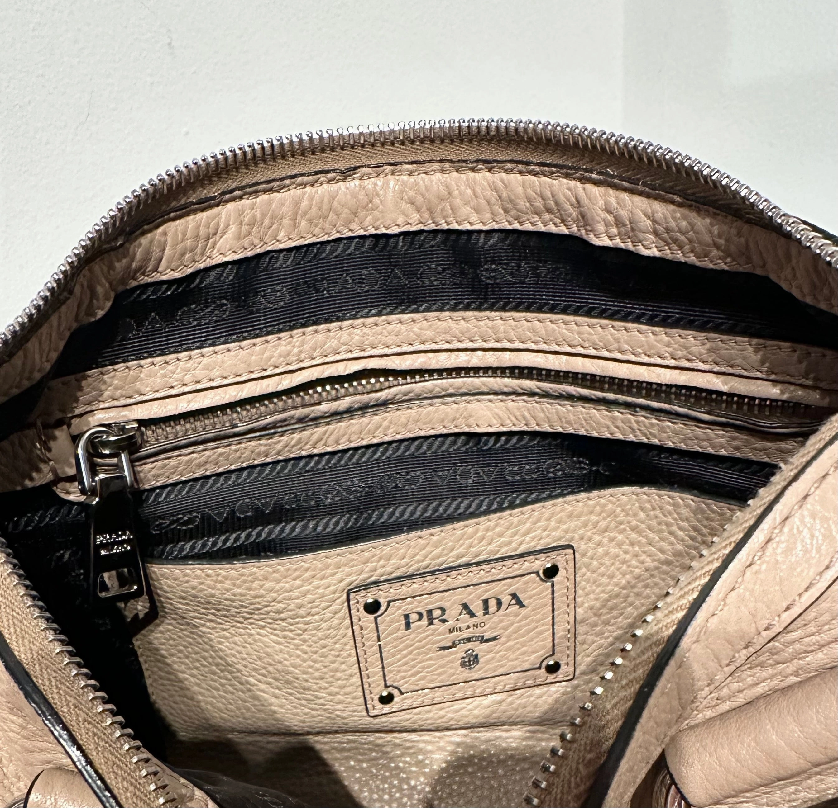 PRADA Leather Handle Shoulder Crossbody Bag