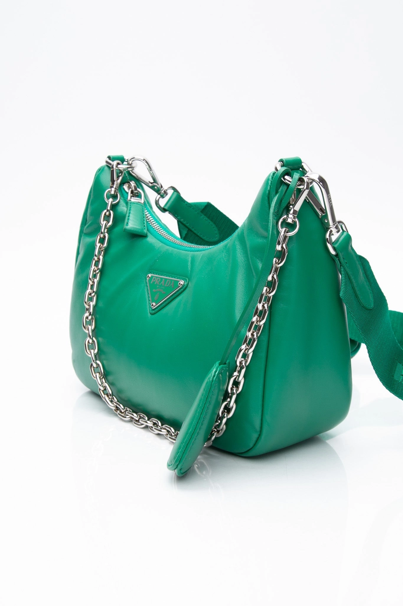 PRADA Mango Green Padded Nappa-Leather Prada Re-Edition 2005 Shoulder Bag