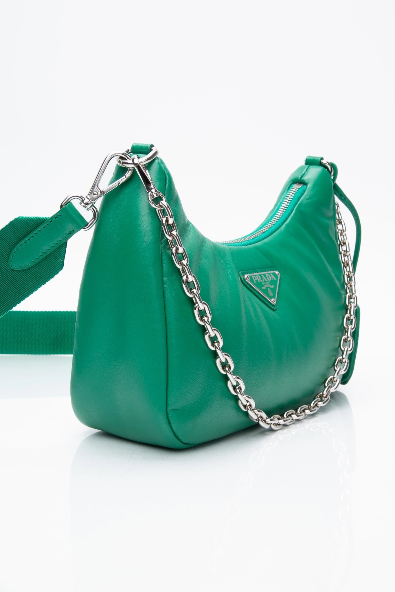 PRADA Mango Green Padded Nappa-Leather Prada Re-Edition 2005 Shoulder Bag