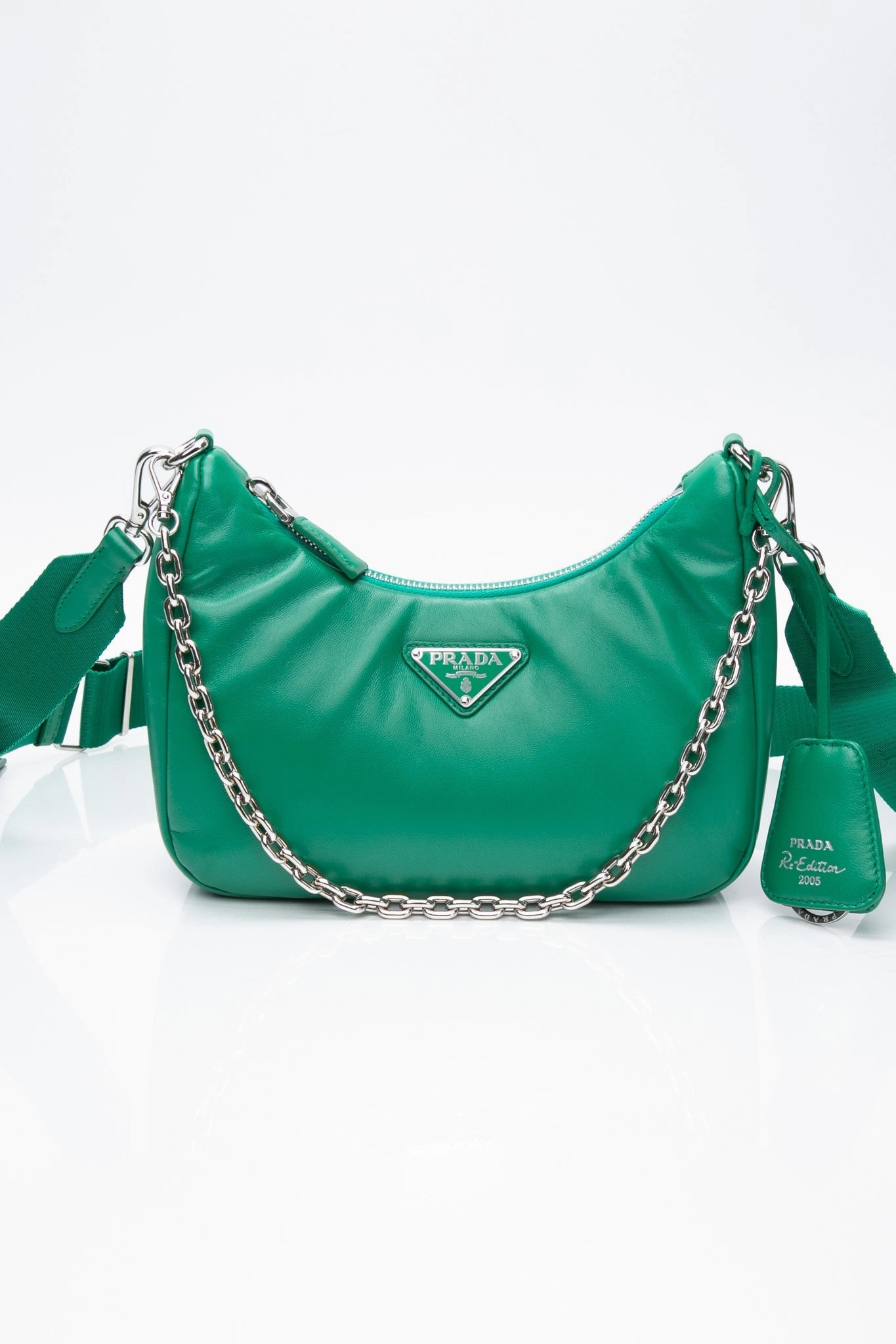 PRADA Mango Green Padded Nappa-Leather Prada Re-Edition 2005 Shoulder Bag
