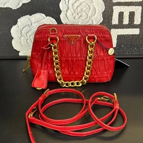Prada Shell Red Crossbody Handbag