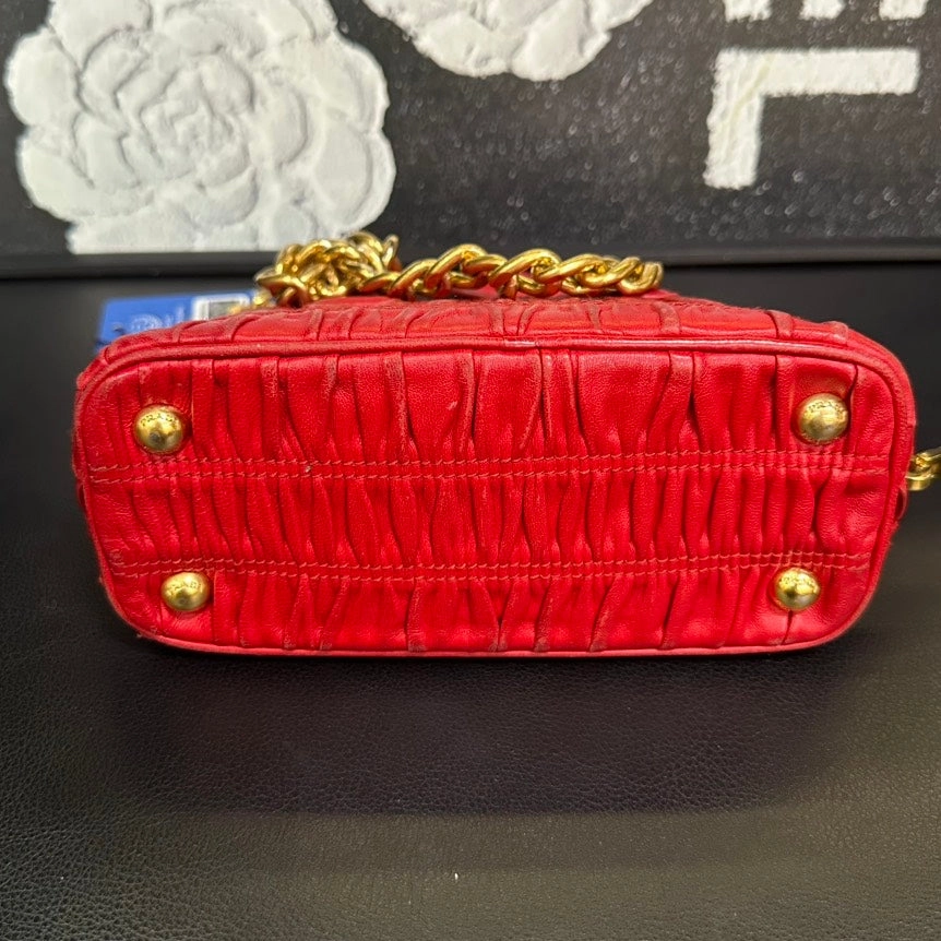 Prada Shell Red Crossbody Handbag