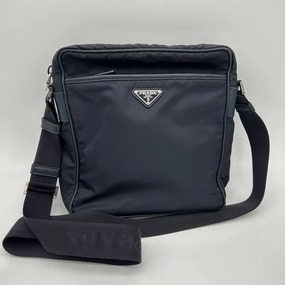 Prada Tessuto Nylon Saffiano Leather Shoulder Bag Navy Messenger pr8821vs