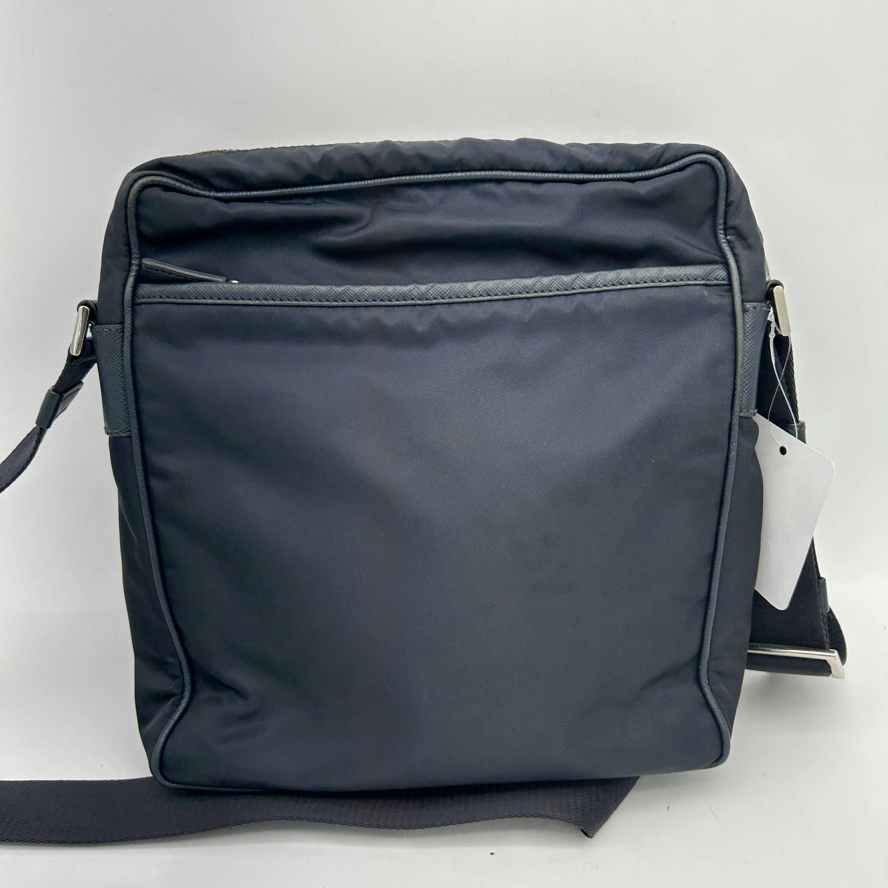 Prada Tessuto Nylon Saffiano Leather Shoulder Bag Navy Messenger pr8821vs