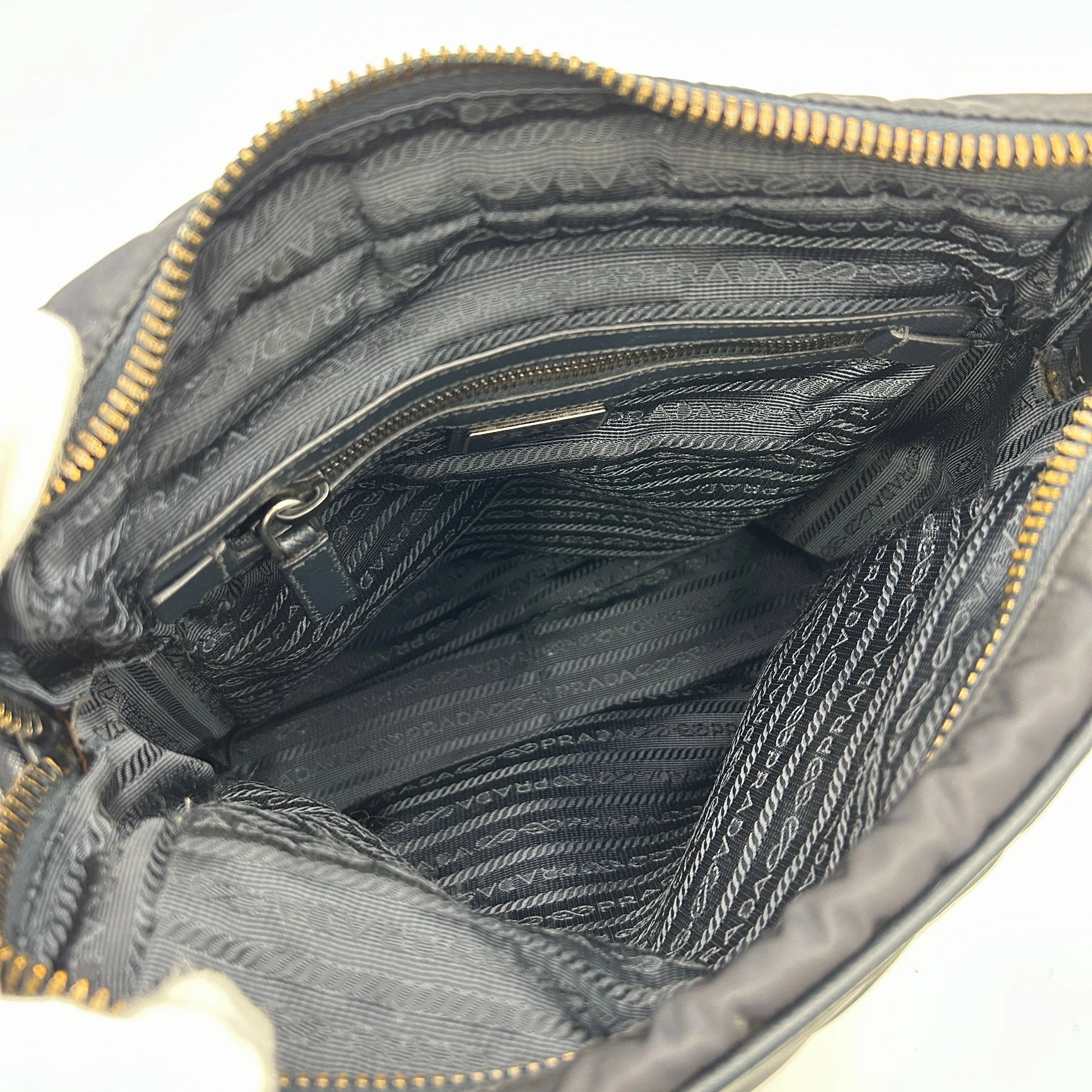 Prada Tessuto Nylon Saffiano Leather Shoulder Bag Navy Messenger pr8821vs