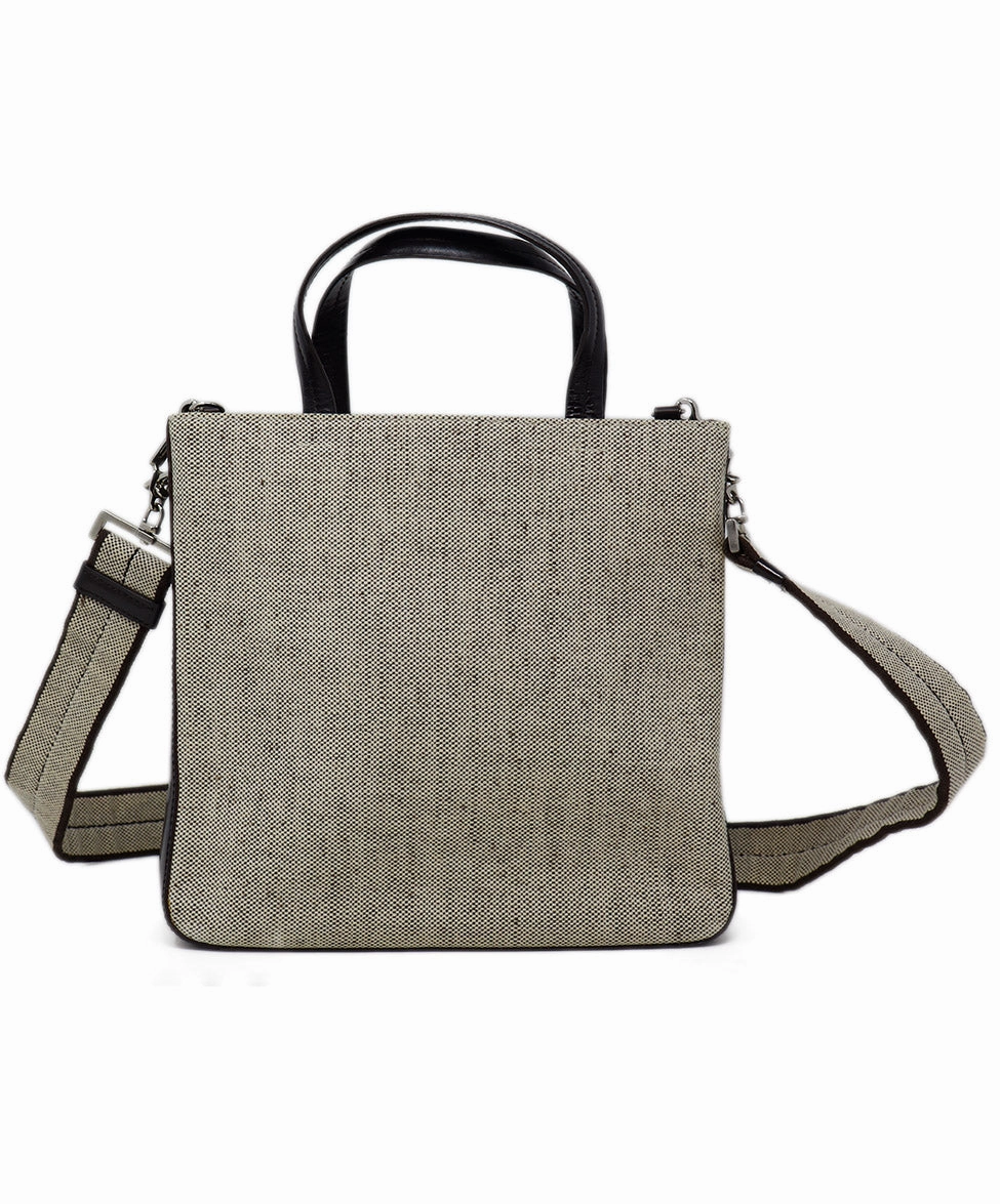 Prada Vintage Beige Canvas & Brown Leather Satchel