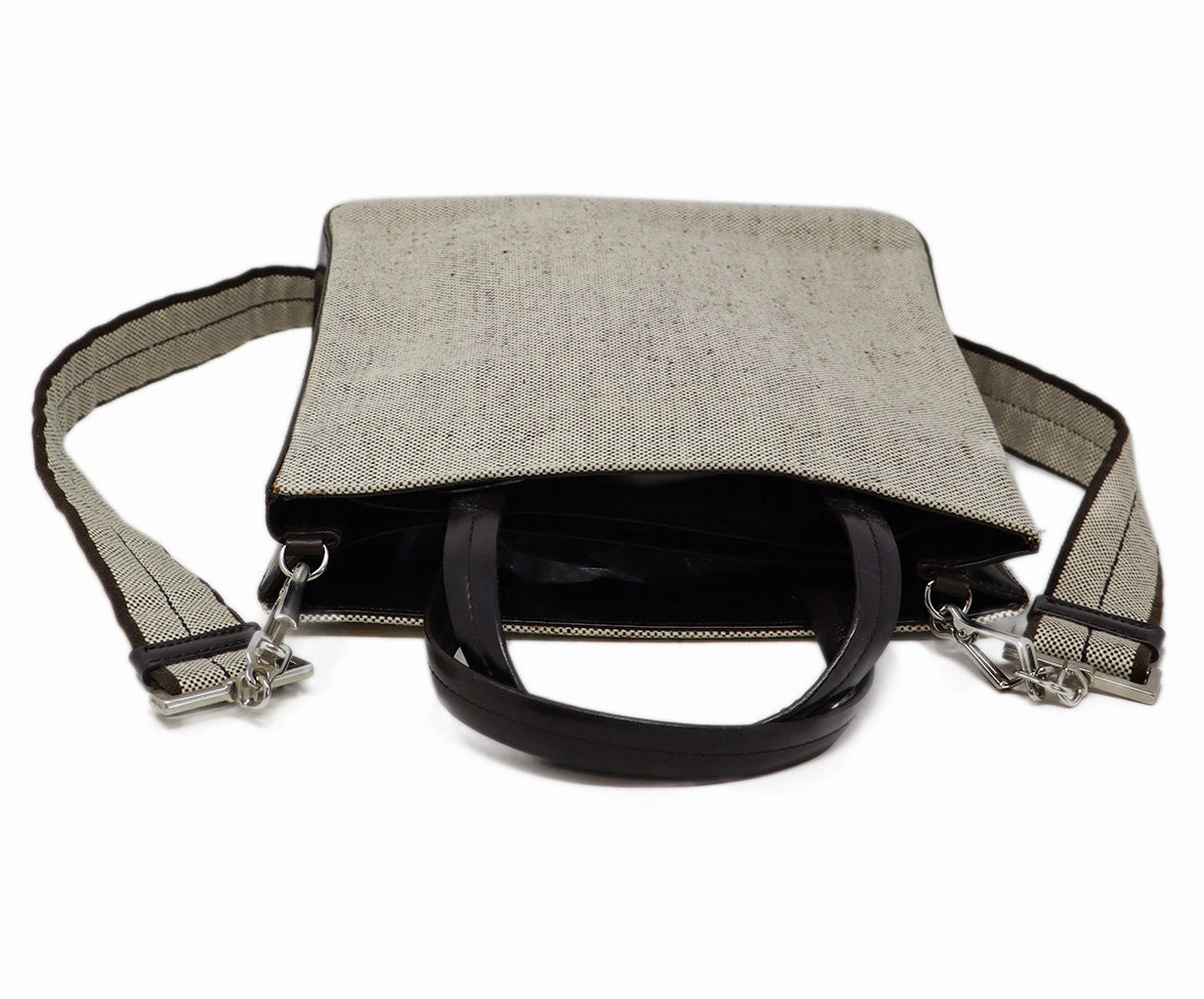Prada Vintage Beige Canvas & Brown Leather Satchel
