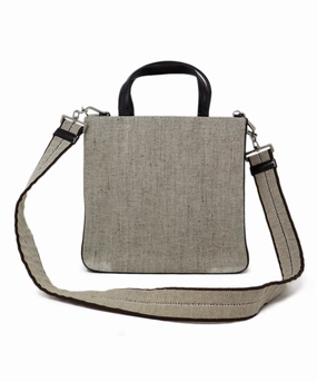Prada Vintage Beige Canvas & Brown Leather Satchel