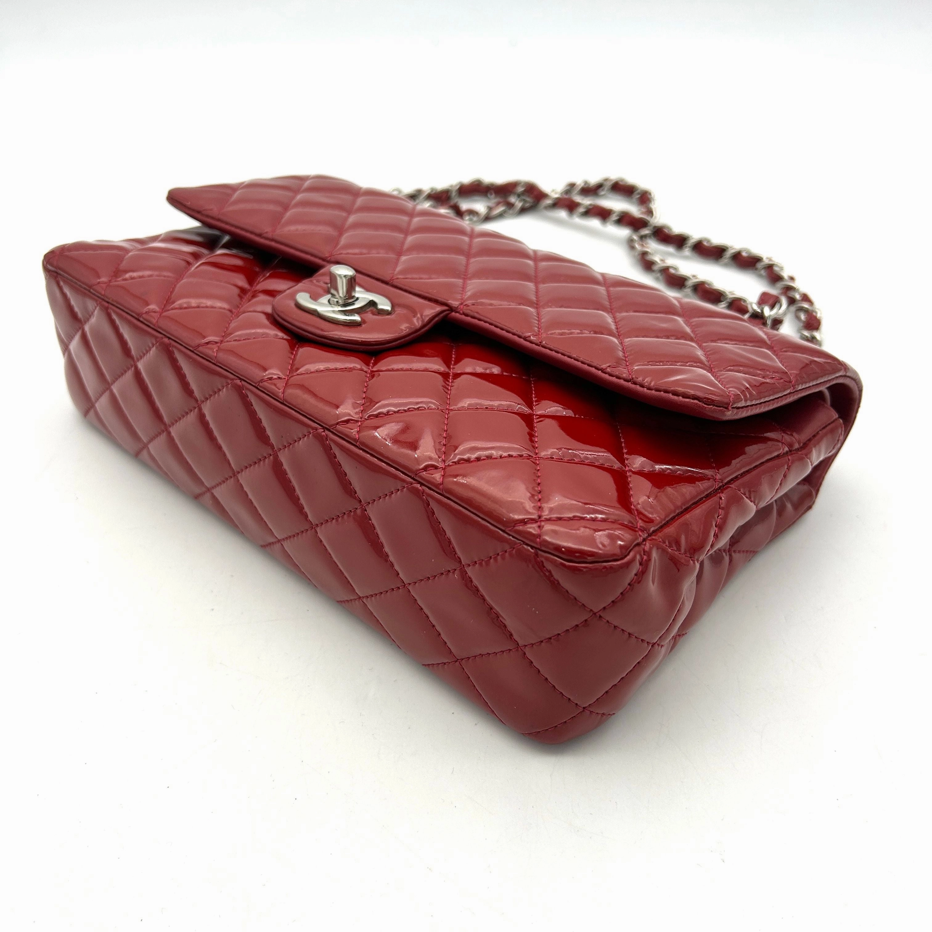 Pre- Chanel Classic Patent Maxi Double Flap Bag - Red Shoulder Bags, Handbags AF605