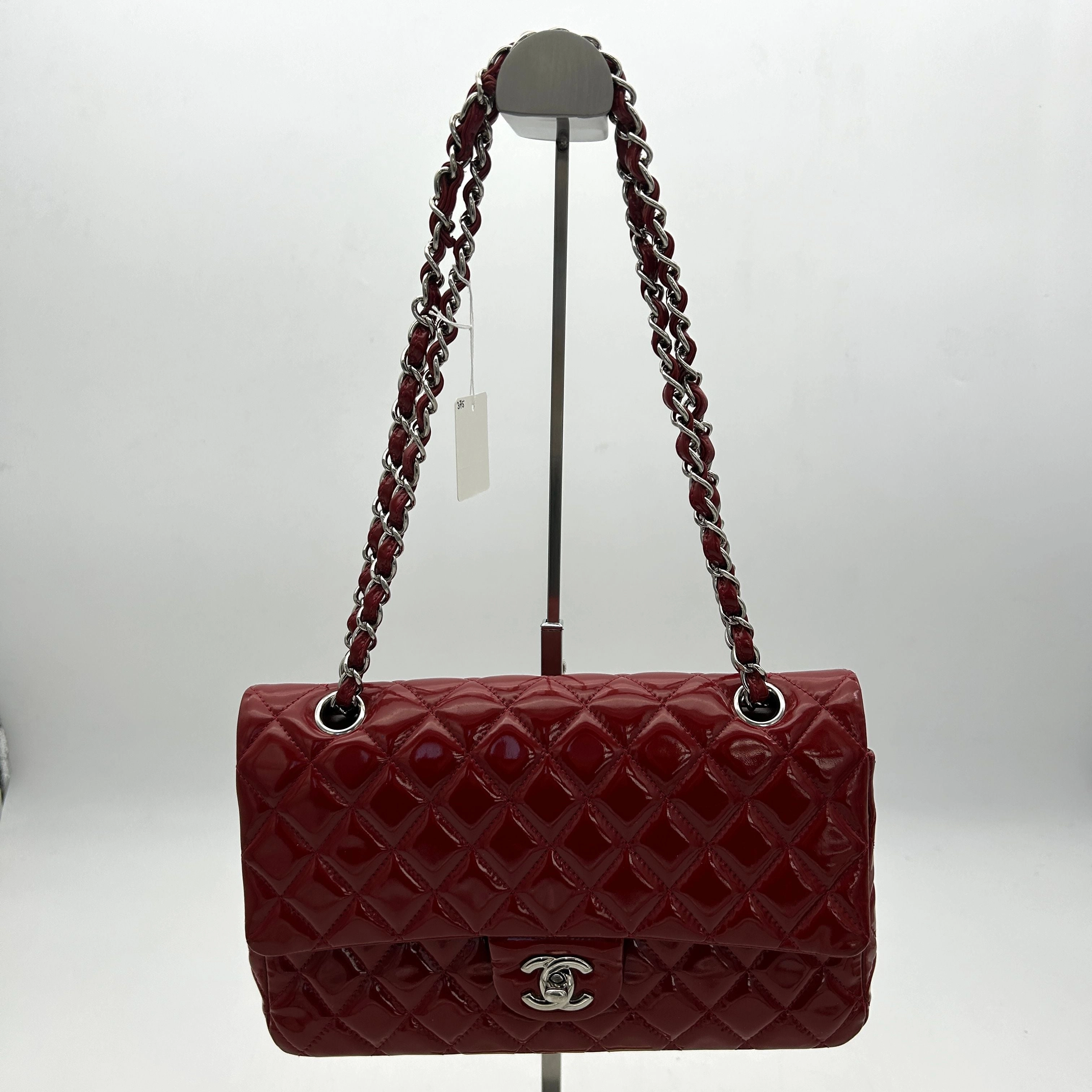 Pre- Chanel Classic Patent Maxi Double Flap Bag - Red Shoulder Bags, Handbags AF605