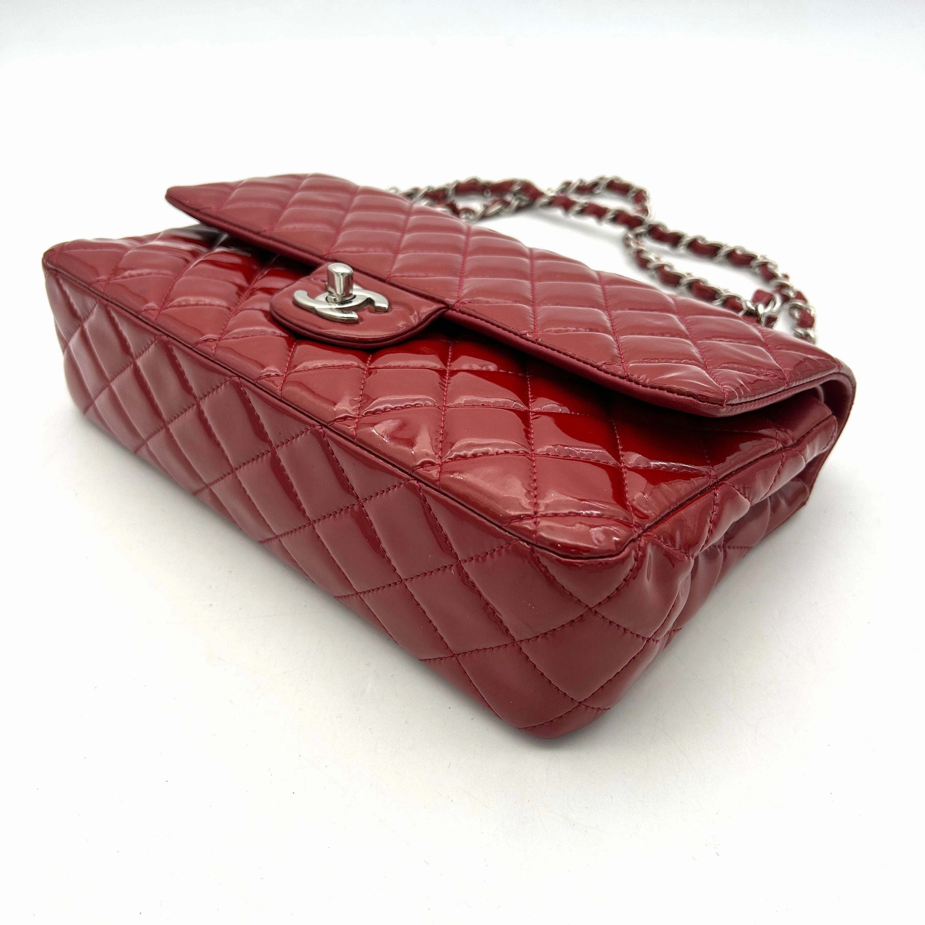 Pre- Chanel Classic Patent Maxi Double Flap Bag - Red Shoulder Bags, Handbags AF605