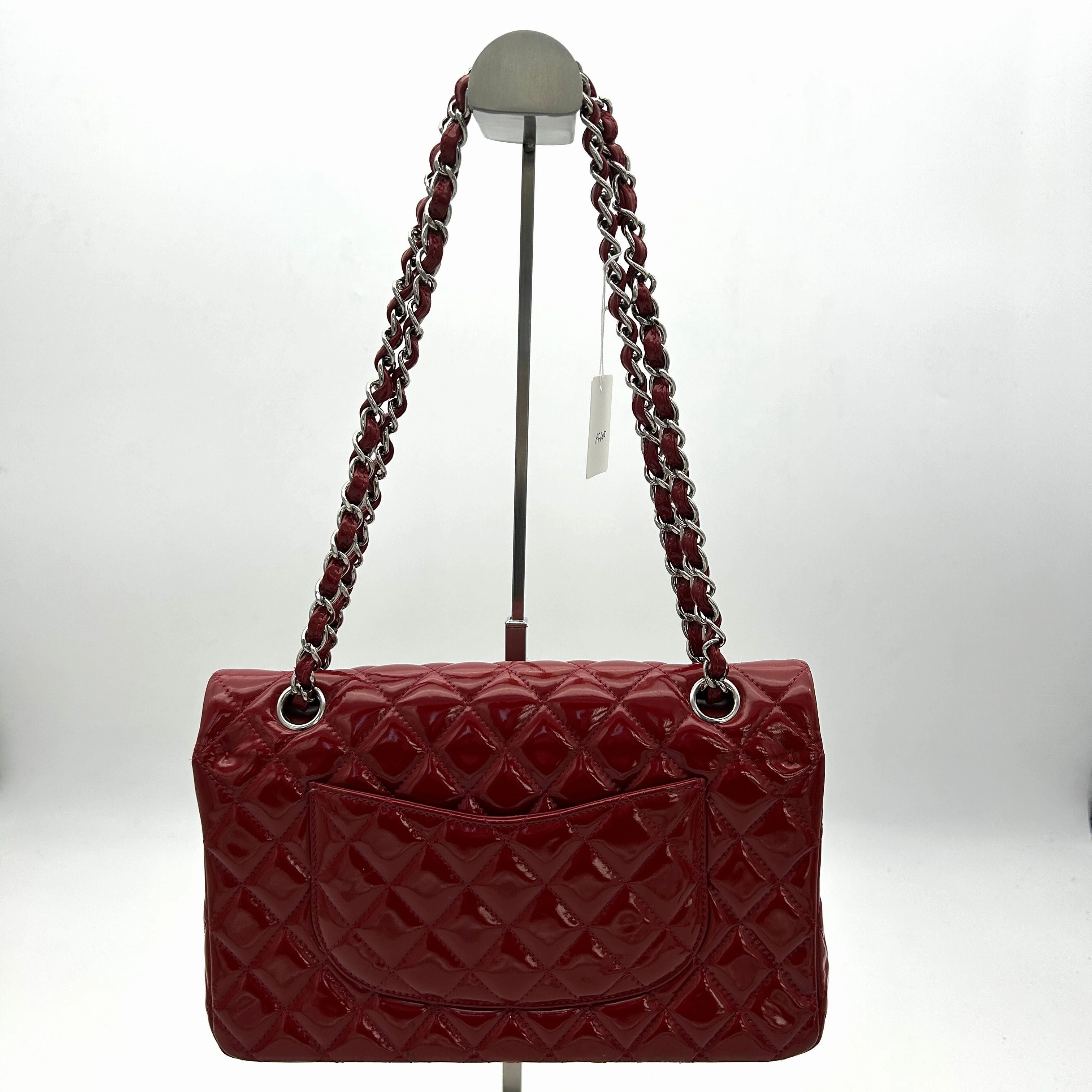 Pre- Chanel Classic Patent Maxi Double Flap Bag - Red Shoulder Bags, Handbags AF605
