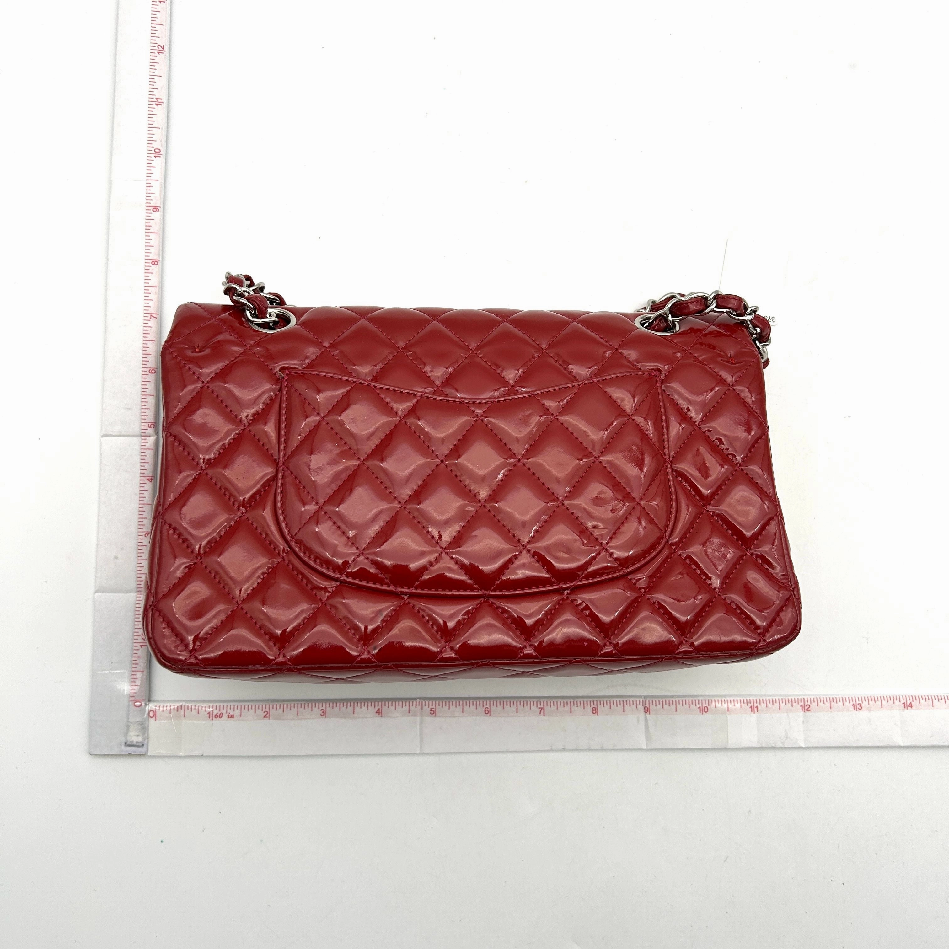 Pre- Chanel Classic Patent Maxi Double Flap Bag - Red Shoulder Bags, Handbags AF605