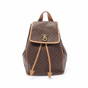 Pre-loved CELINE Macadam Backpack Rucksack PVC Leather Dark Brown