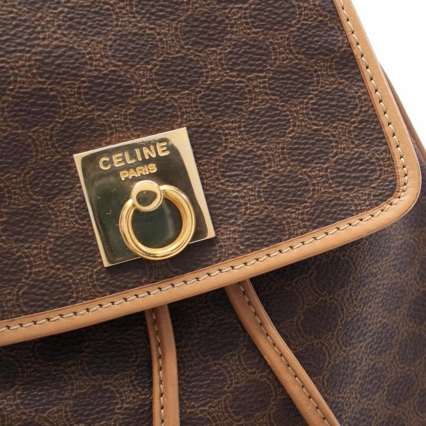 Pre-loved CELINE Macadam Backpack Rucksack PVC Leather Dark Brown