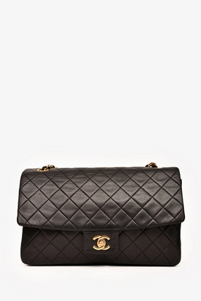 Pre-Loved Chanel 1989-1991 Black Lambskin Classic Flap Bag