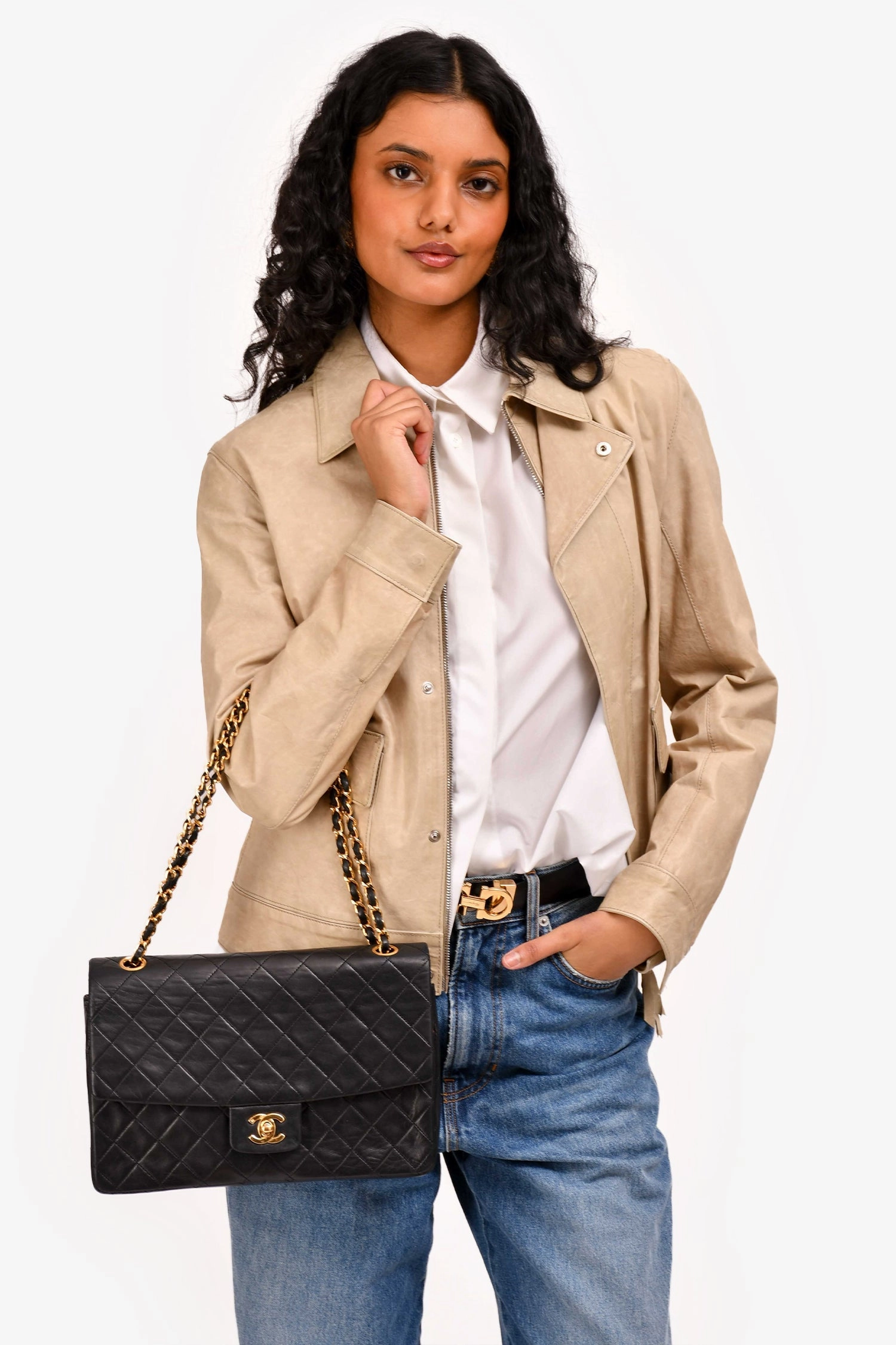 Pre-Loved Chanel 1989-1991 Black Lambskin Classic Flap Bag