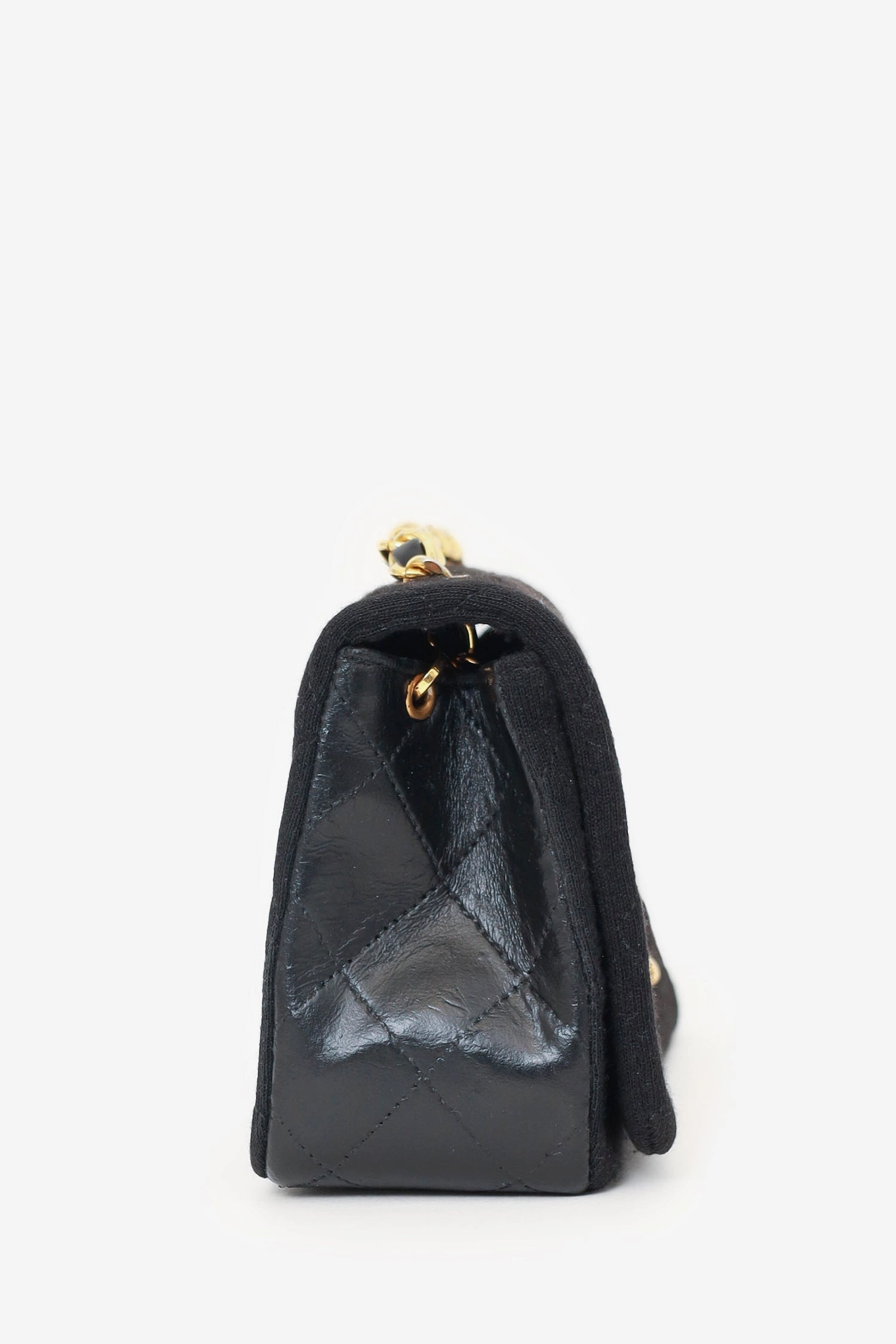 Pre-Loved Chanel 1989-91 Black Jersey/Lambskin Mini Full Flap Bag