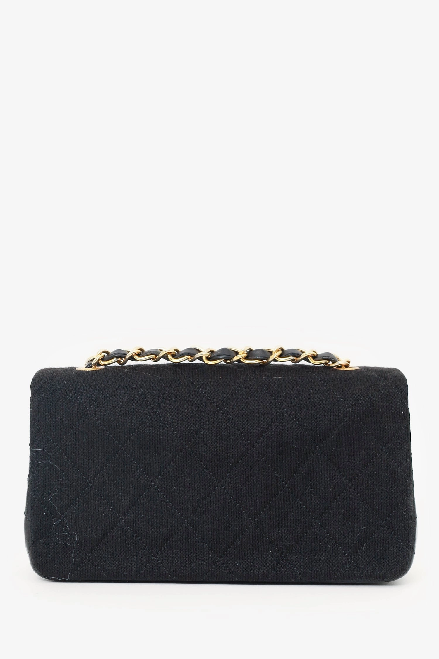 Pre-Loved Chanel 1989-91 Black Jersey/Lambskin Mini Full Flap Bag