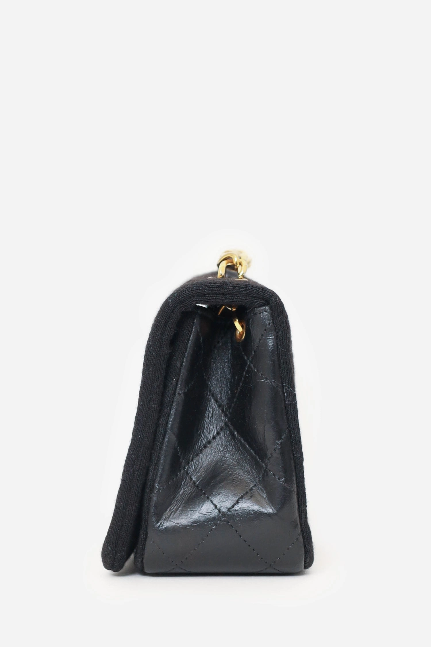 Pre-Loved Chanel 1989-91 Black Jersey/Lambskin Mini Full Flap Bag
